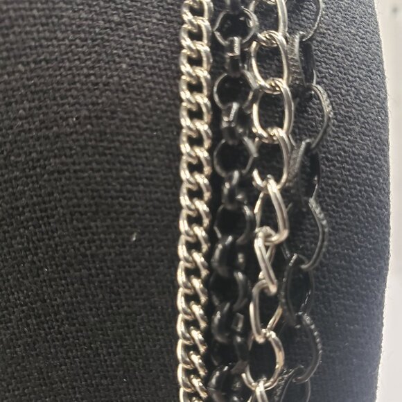 NY & Co. Black Enamel 4 Strand Chain Bib Necklace - Picture 6 of 12